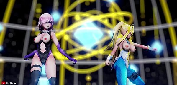  【MMD R-18】Lion - M a s h Kyrielight & Altria Ruler (by Rika Mizuno)